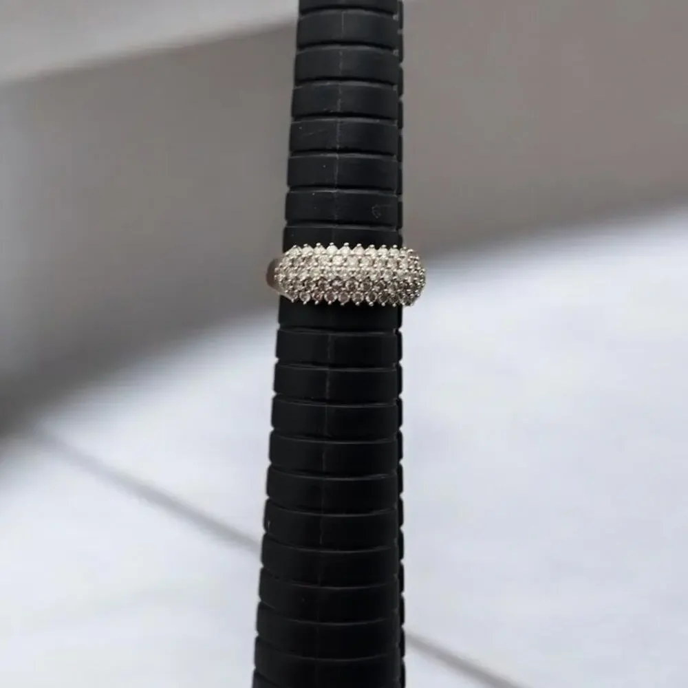 White Gold Multi Diamond Cluster 10K Pave Ring Size 8